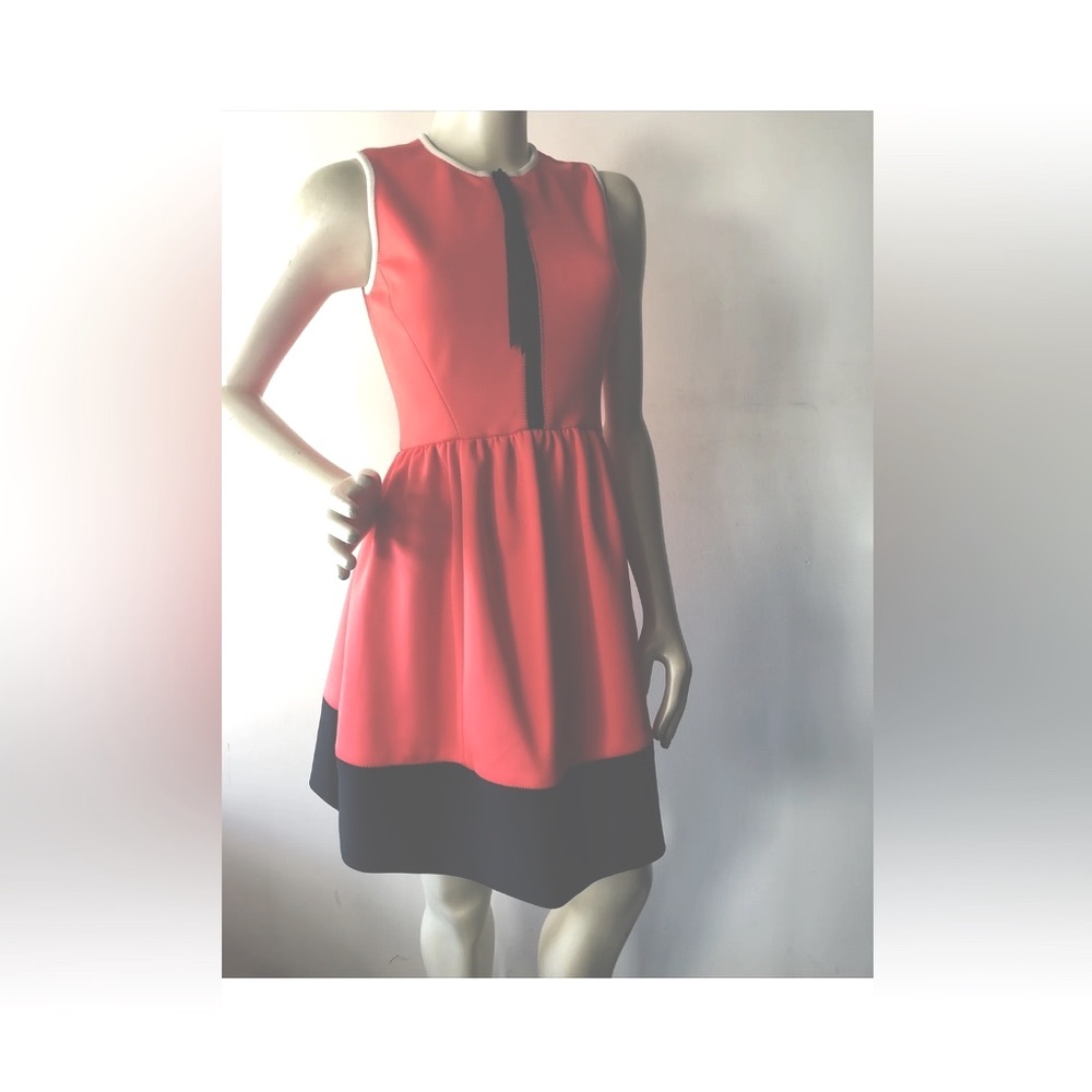 Kate Spade Coral and Navy Colorblock Scuba Dress